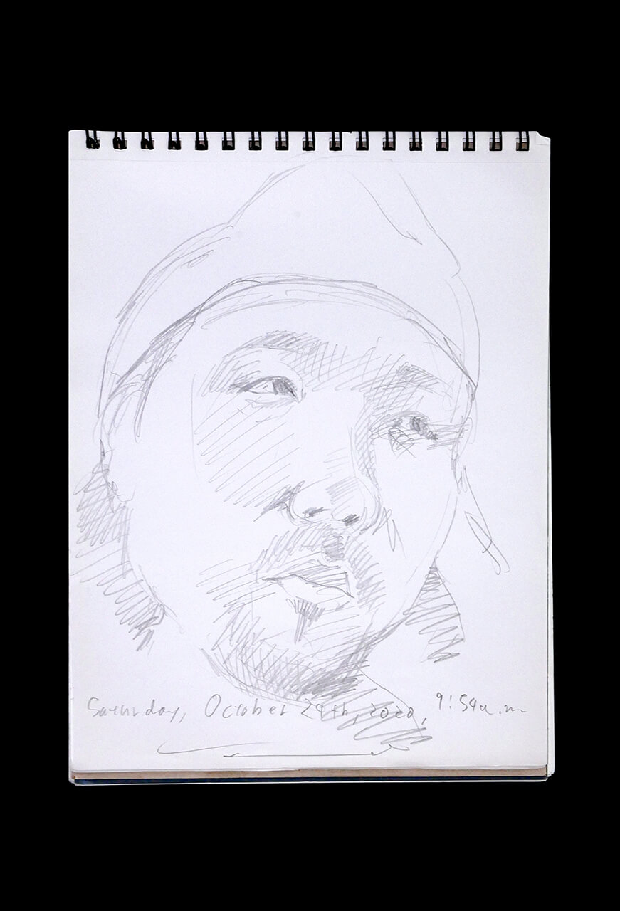 Contemporary artist SHINTAKU Tomoni's 2020/10/24 Self-portrait or pencil drawing