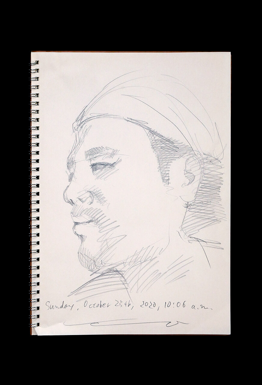 Contemporary artist SHINTAKU Tomoni's 2020/10/25 Self-portrait or pencil drawing