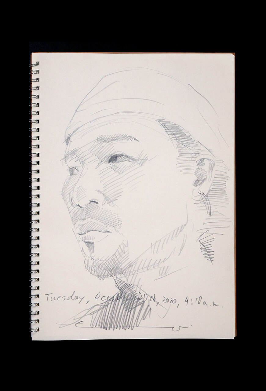 Contemporary artist SHINTAKU Tomoni's 2020/10/27 Self-portrait or pencil drawing