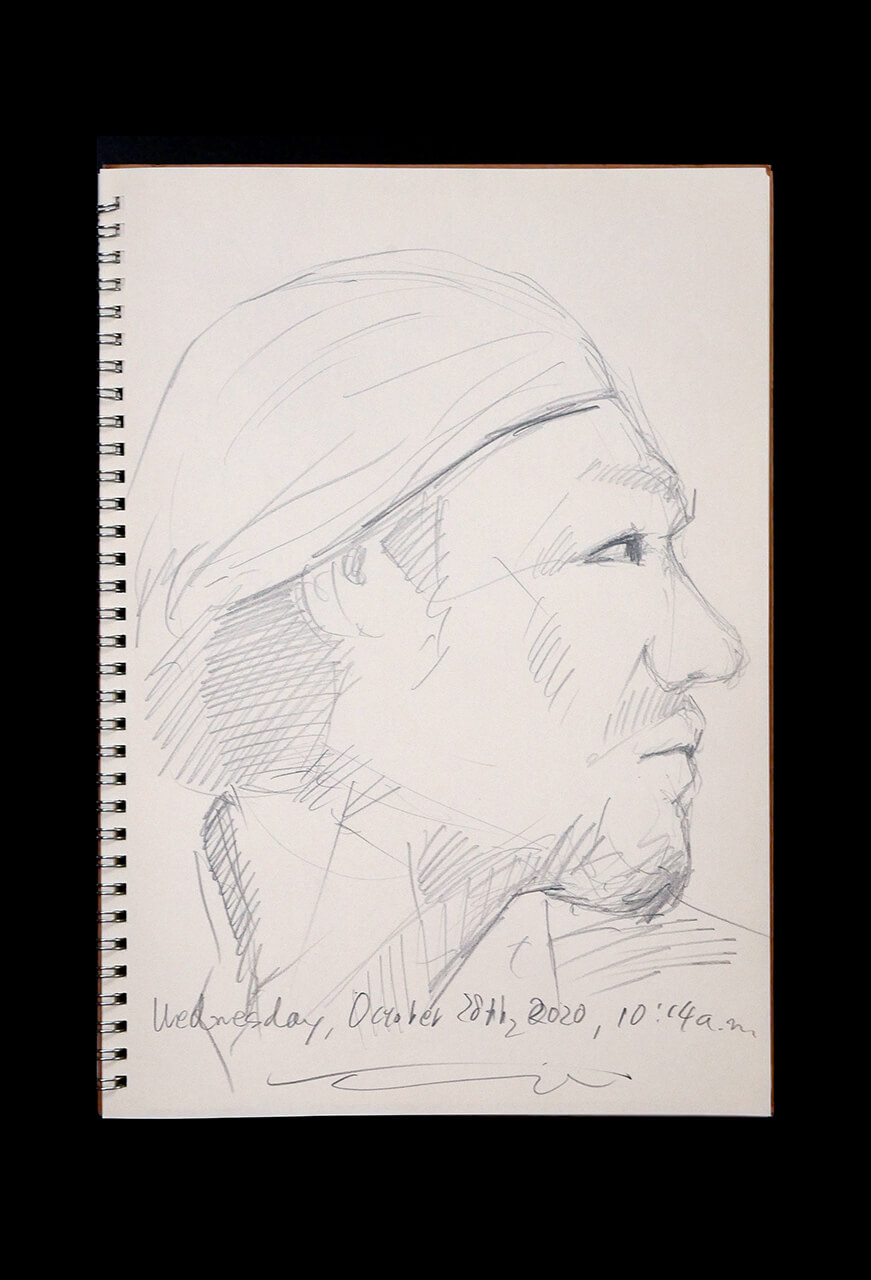 Contemporary artist SHINTAKU Tomoni's 2020/10/28 Self-portrait or pencil drawing