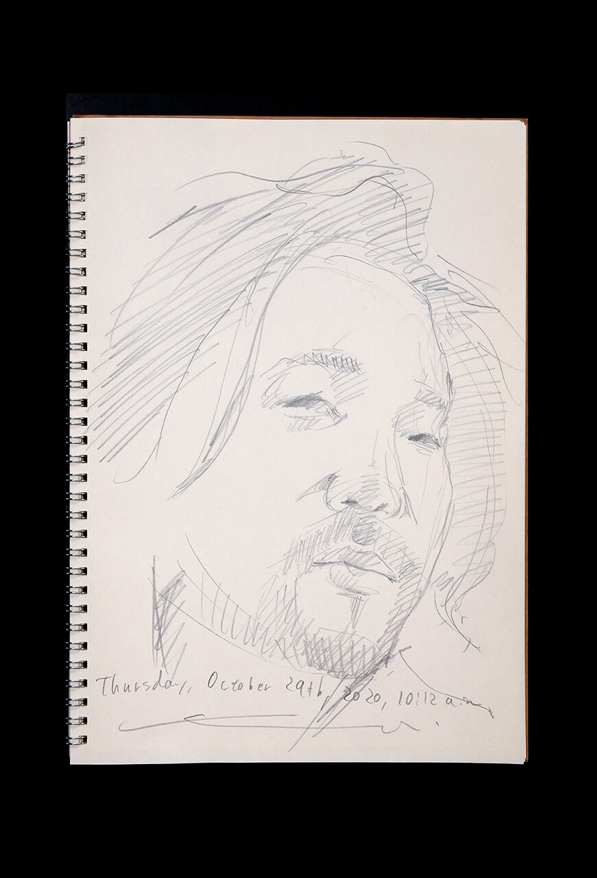 Contemporary artist SHINTAKU Tomoni's 2020/10/29 Self-portrait or pencil drawing