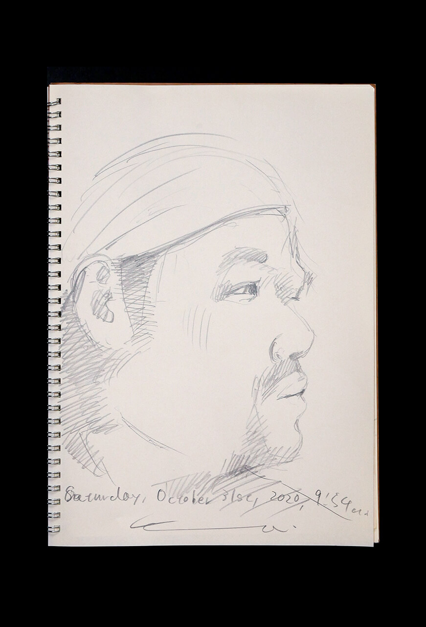 Contemporary artist SHINTAKU Tomoni's 2020/10/31 Self-portrait or pencil drawing