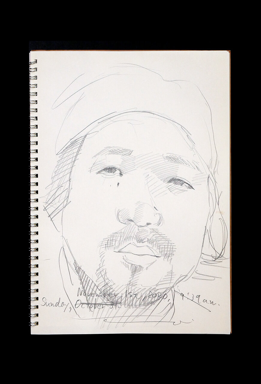Contemporary artist SHINTAKU Tomoni's 2020/11/1 Self-portrait or pencil drawing
