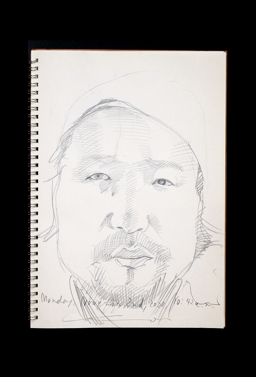 Contemporary artist SHINTAKU Tomoni's 2020/11/2 Self-portrait or pencil drawing