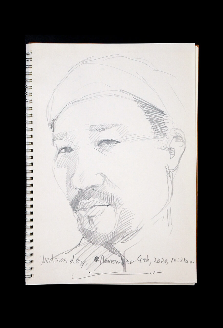 Contemporary artist SHINTAKU Tomoni's 2020/11/4 Self-portrait or pencil drawing