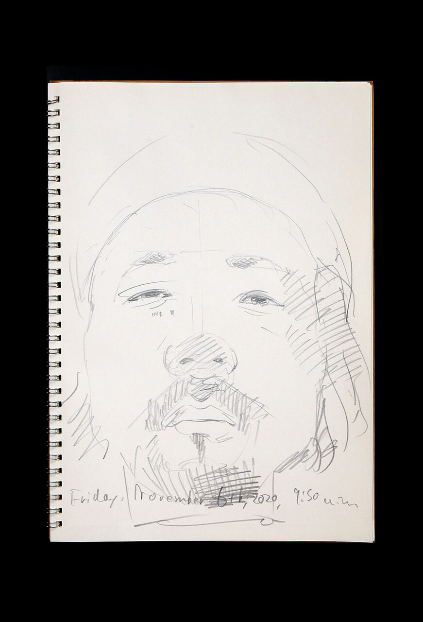 Contemporary artist SHINTAKU Tomoni's 2020/11/6 Self-portrait or pencil drawing