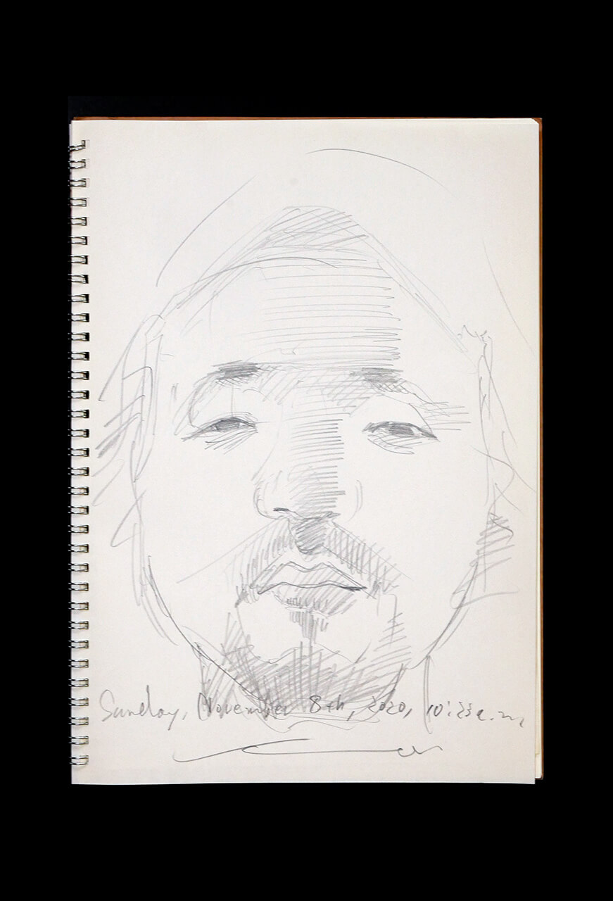 Contemporary artist SHINTAKU Tomoni's 2020/11/8 Self-portrait or pencil drawing