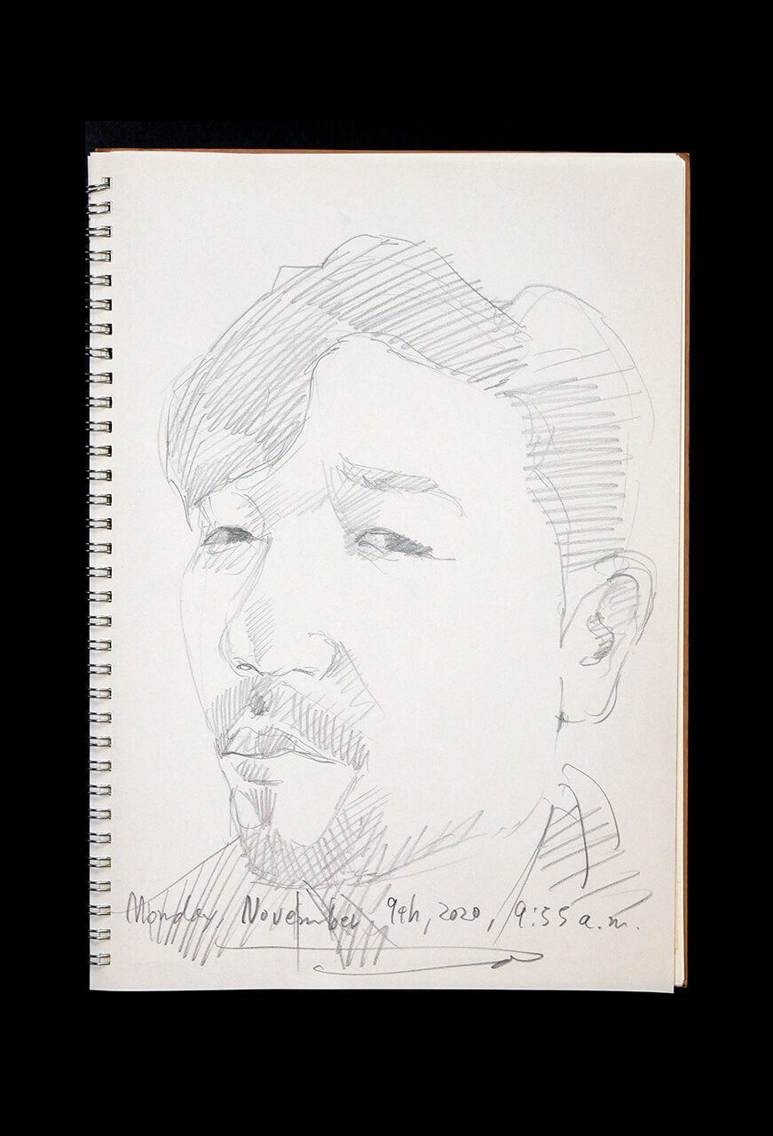 Contemporary artist SHINTAKU Tomoni's 2020/11/9 Self-portrait or pencil drawing