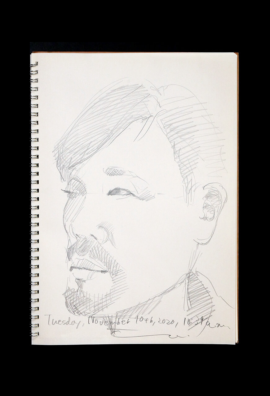 Contemporary artist SHINTAKU Tomoni's 2020/11/10 Self-portrait or pencil drawing