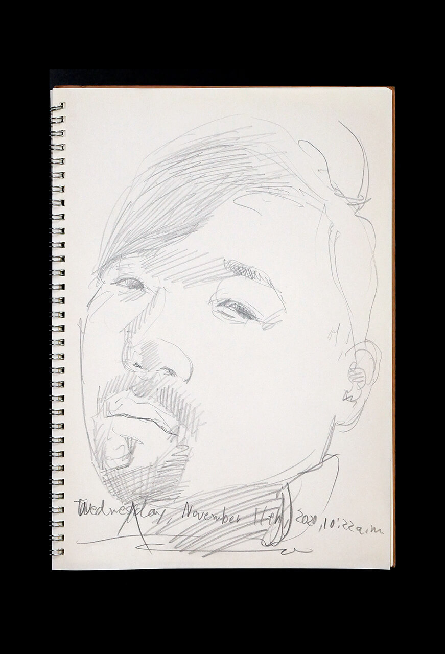Contemporary artist SHINTAKU Tomoni's 2020/11/11 Self-portrait or pencil drawing