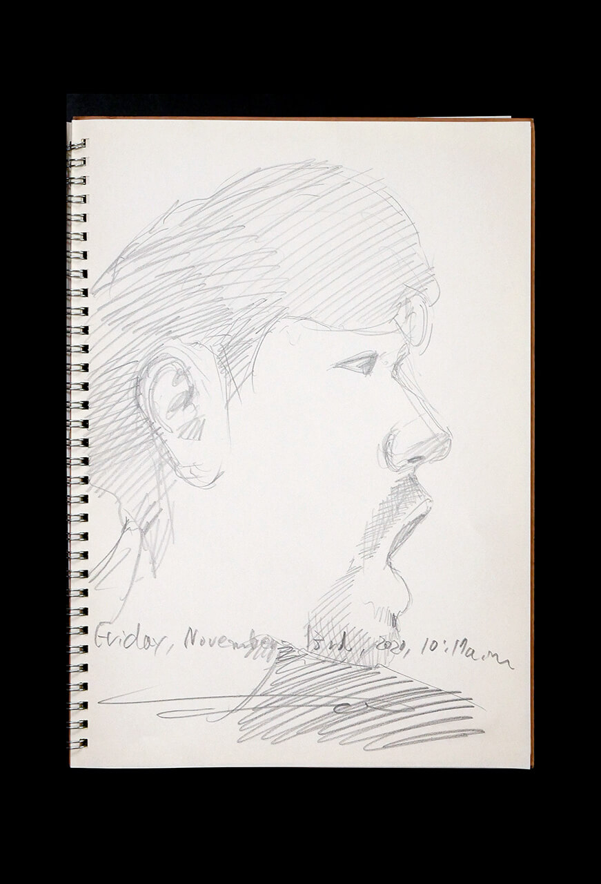 Contemporary artist SHINTAKU Tomoni's 2020/11/13 Self-portrait or pencil drawing