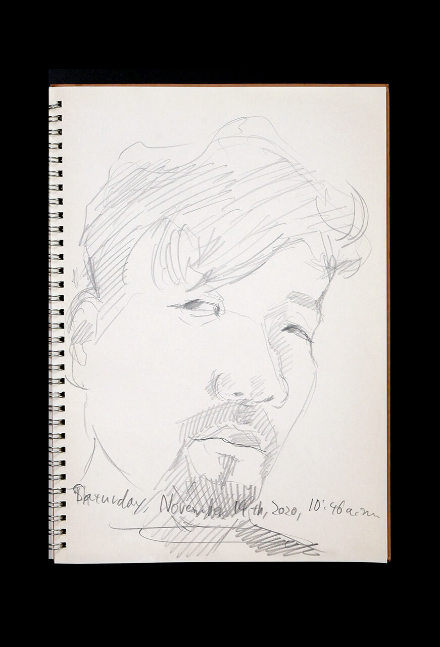 Contemporary artist SHINTAKU Tomoni's 2020/11/14 Self-portrait or pencil drawing