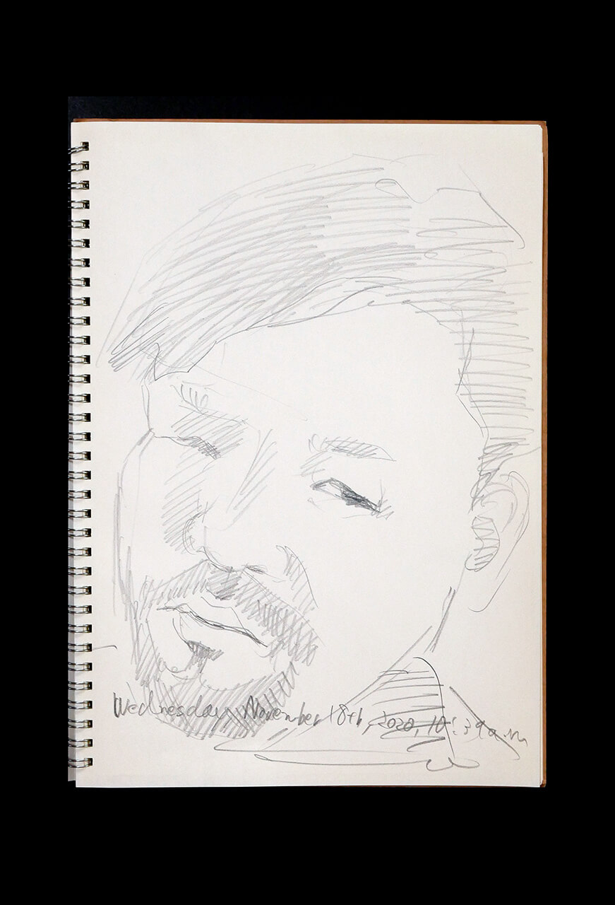 Contemporary artist SHINTAKU Tomoni's 2020/11/18 Self-portrait or pencil drawing