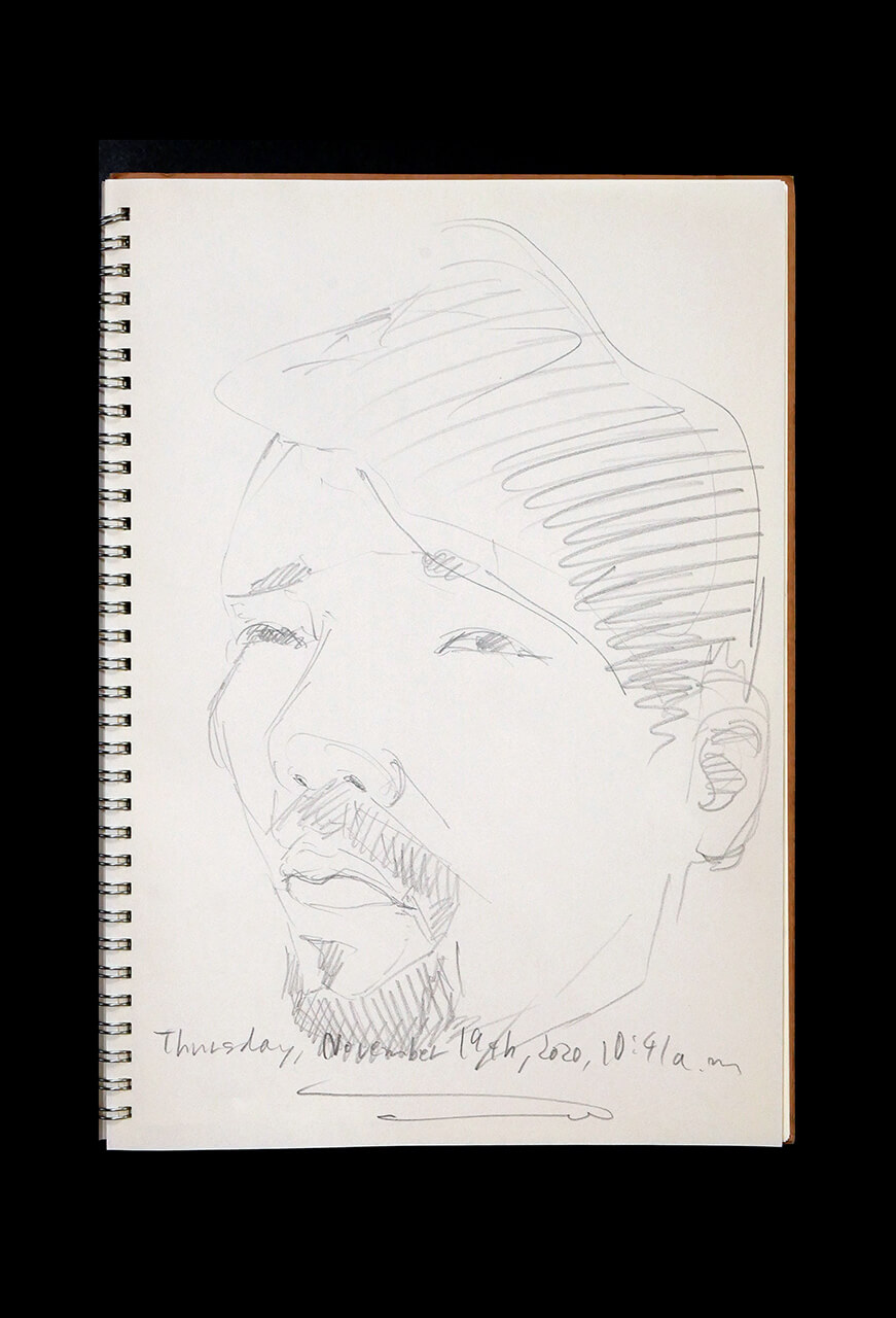 Contemporary artist SHINTAKU Tomoni's 2020/11/19 Self-portrait or pencil drawing