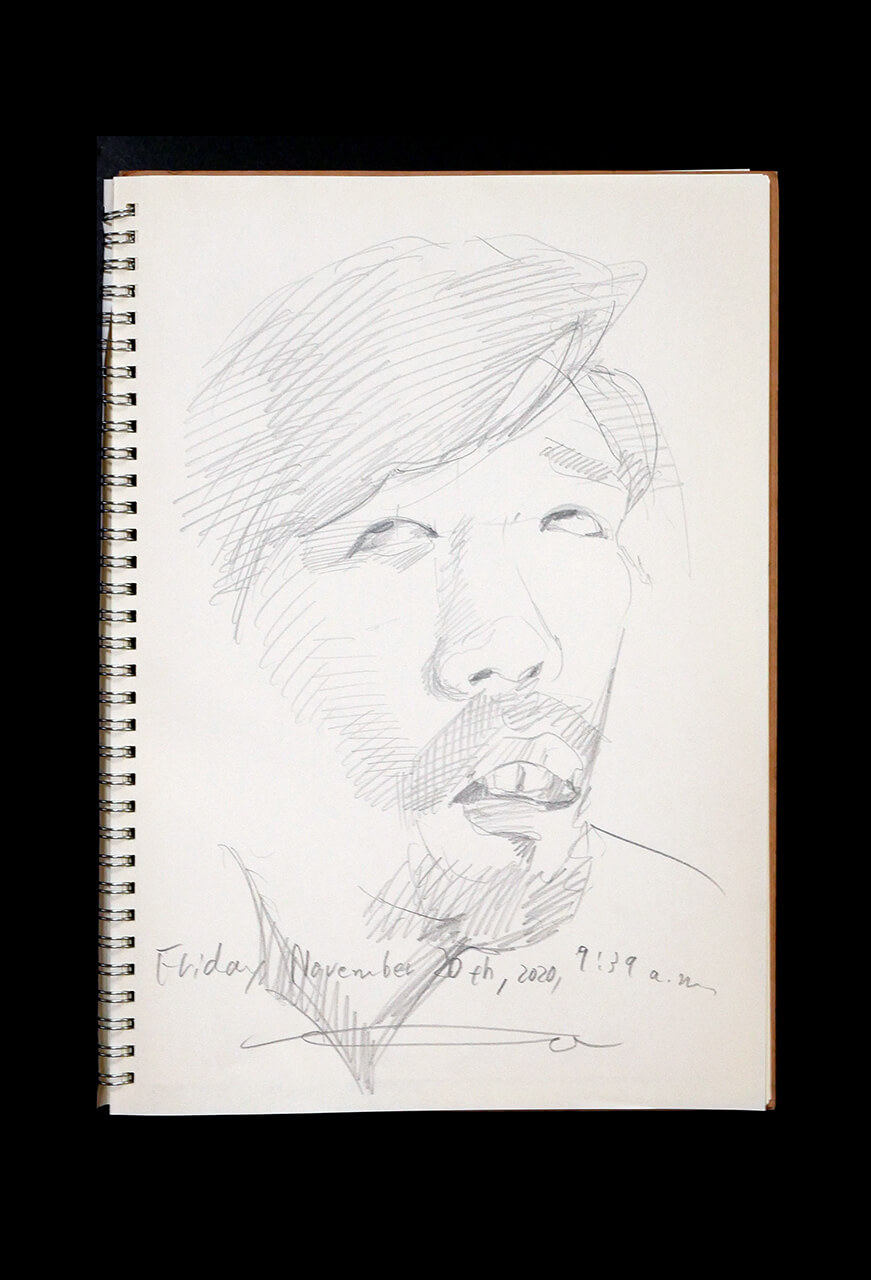 Contemporary artist SHINTAKU Tomoni's 2020/11/20 Self-portrait or pencil drawing