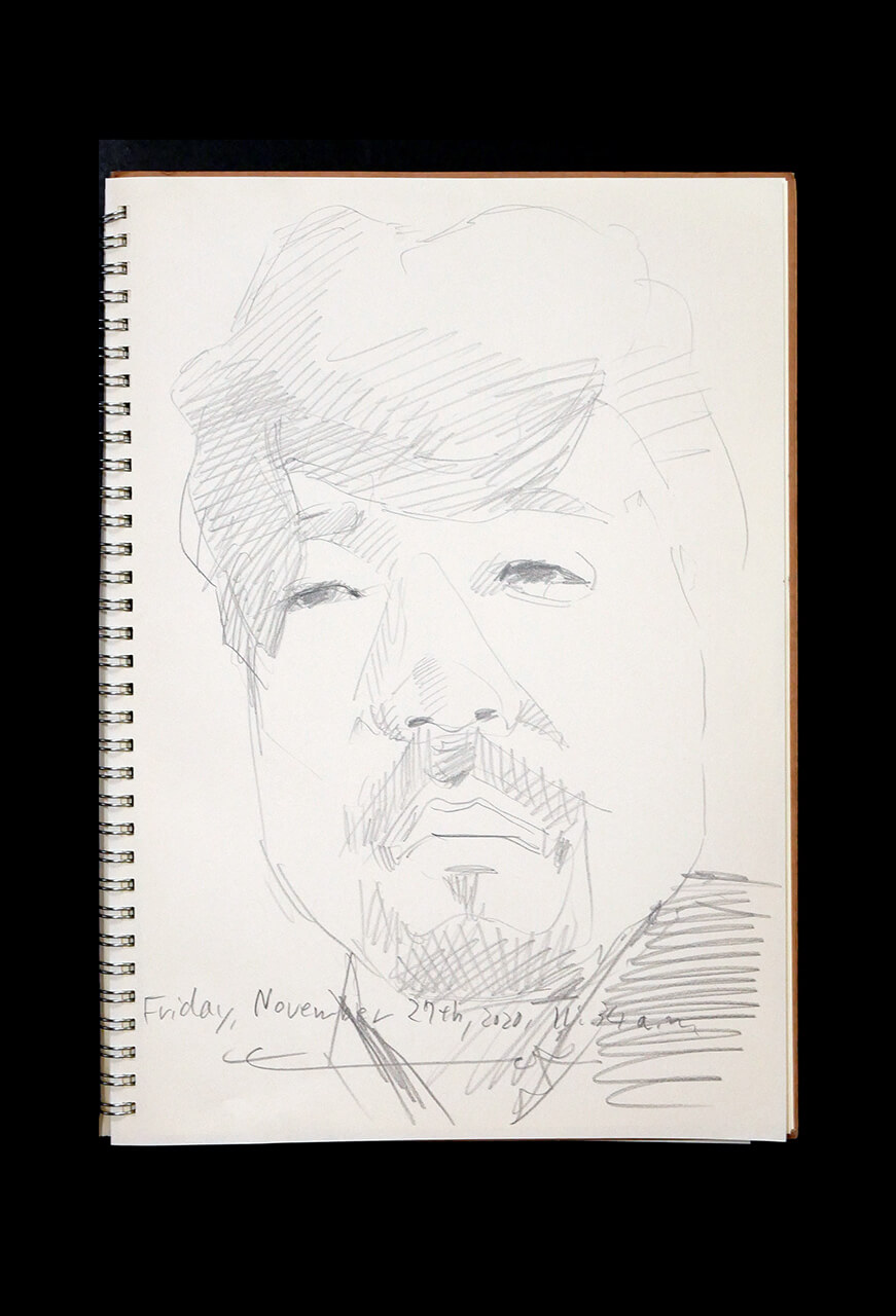 Contemporary artist SHINTAKU Tomoni's 2020/11/27 Self-portrait or pencil drawing
