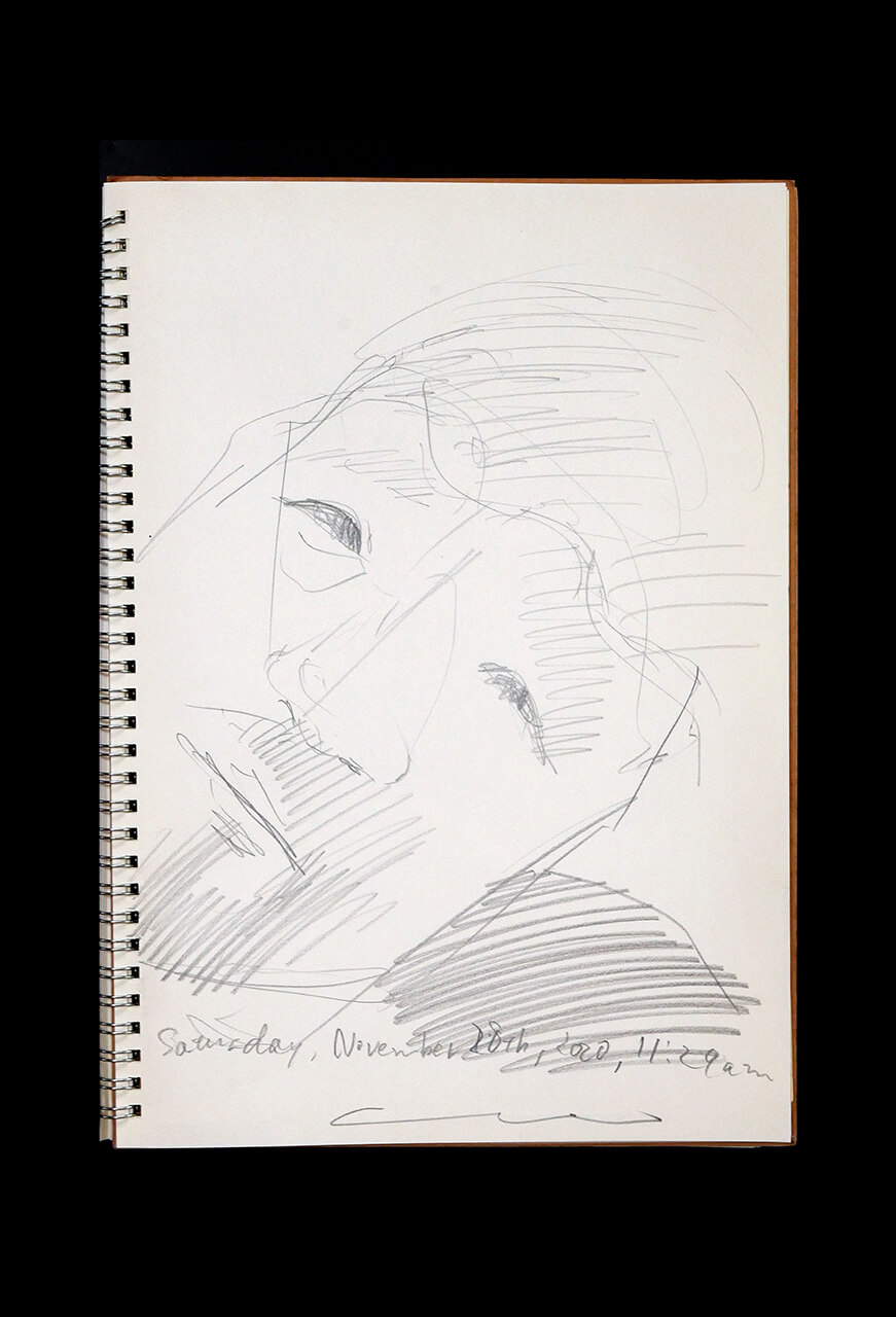 Contemporary artist SHINTAKU Tomoni's 2020/11/28 Self-portrait or pencil drawing