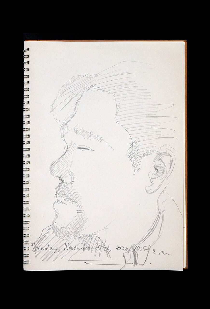 Contemporary artist SHINTAKU Tomoni's 2020/11/29 Self-portrait or pencil drawing