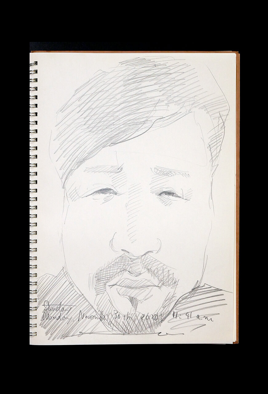 Contemporary artist SHINTAKU Tomoni's 2020/11/30 Self-portrait or pencil drawing