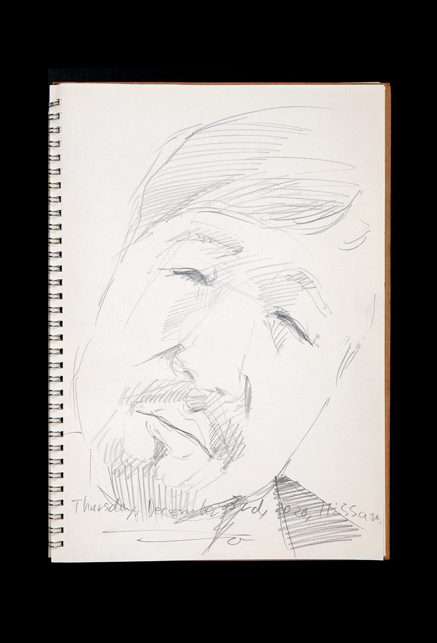 Contemporary artist SHINTAKU Tomoni's 2020/12/3 Self-portrait or pencil drawing