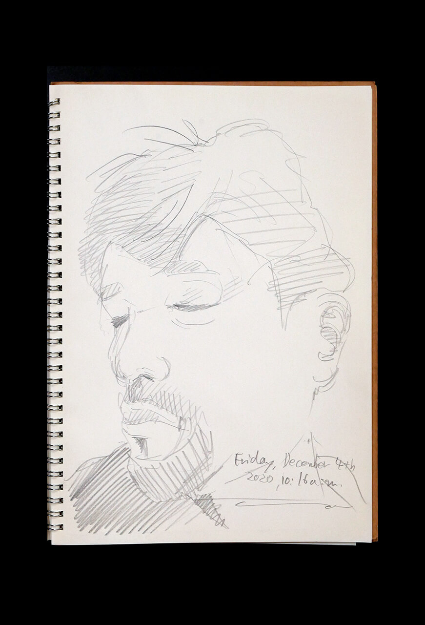 Contemporary artist SHINTAKU Tomoni's 2020/12/4 Self-portrait or pencil drawing