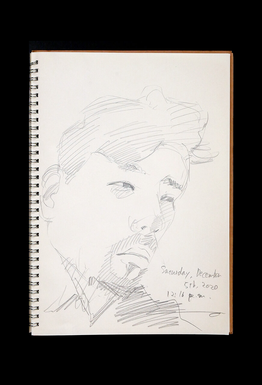 Contemporary artist SHINTAKU Tomoni's 2020/12/5 Self-portrait or pencil drawing