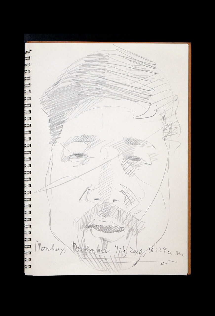 Contemporary artist SHINTAKU Tomoni's 2020/12/7 Self-portrait or pencil drawing
