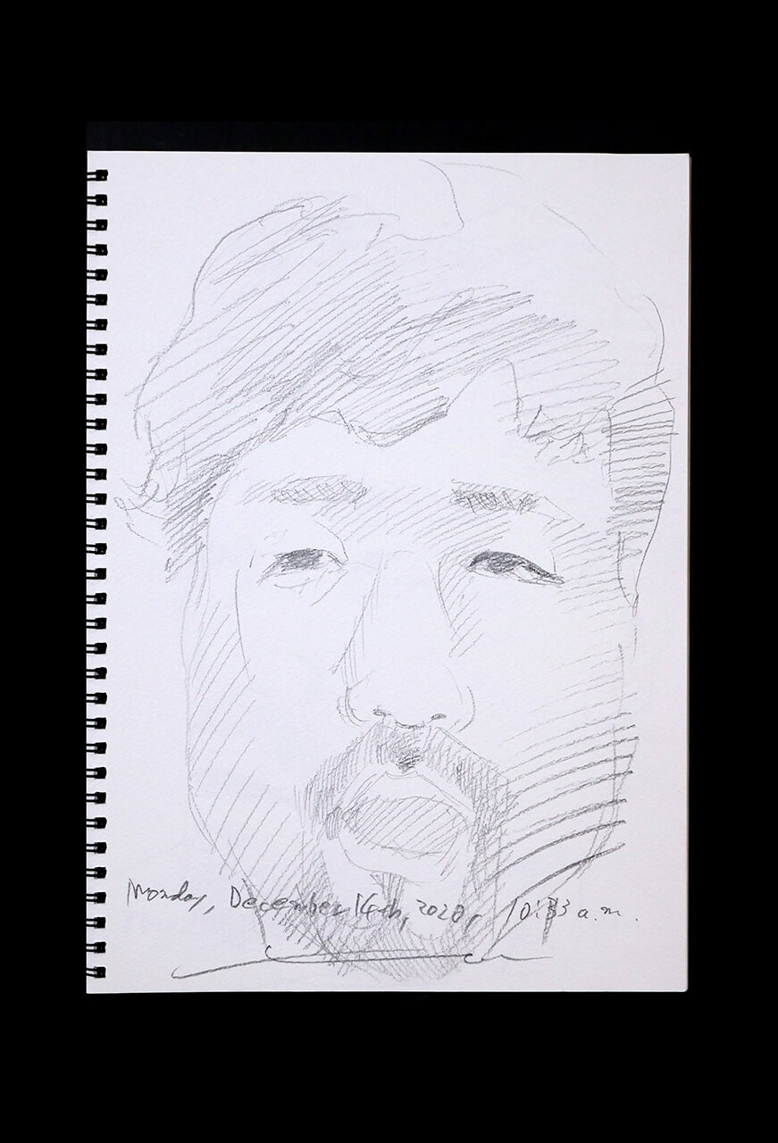 Contemporary artist SHINTAKU Tomoni's 2020/12/14 Self-portrait or pencil drawing