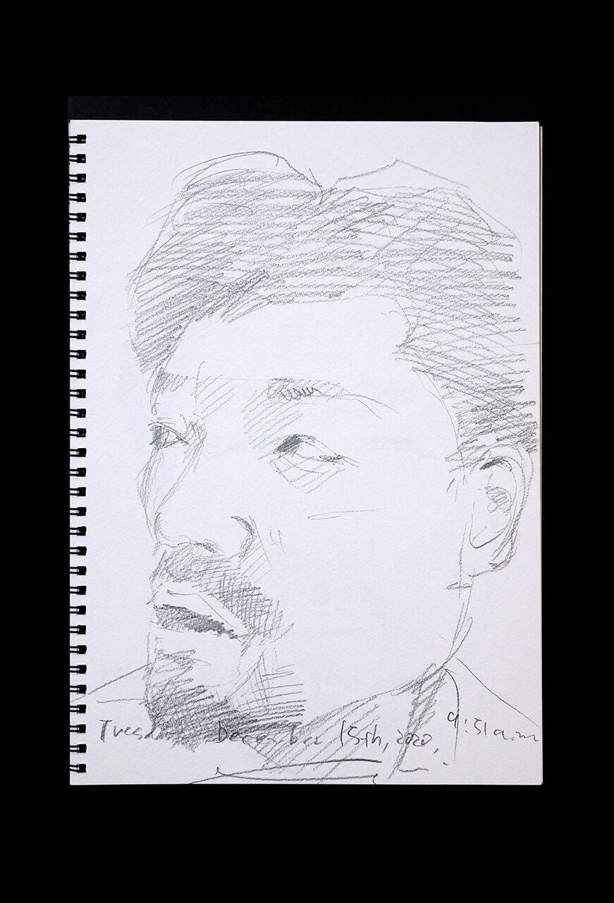 Contemporary artist SHINTAKU Tomoni's 2020/12/15 Self-portrait or pencil drawing