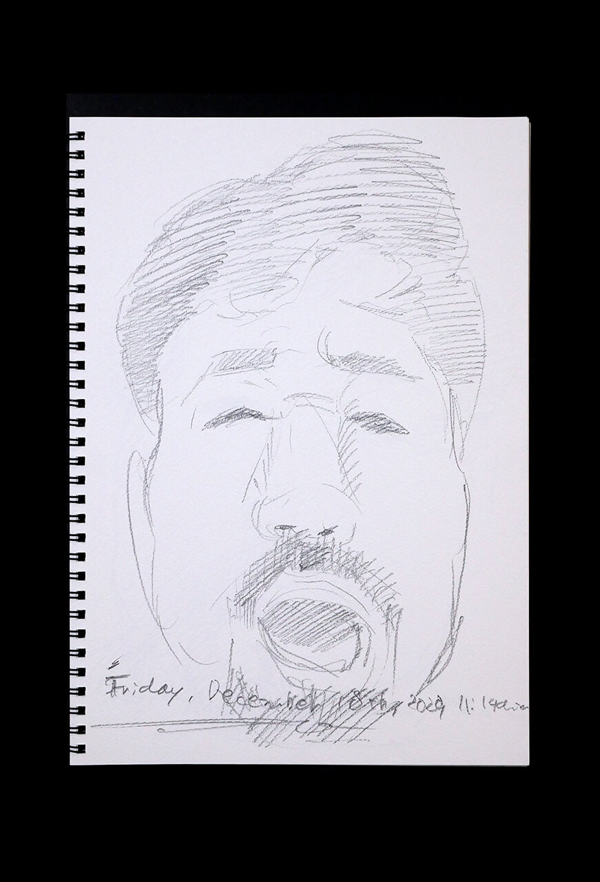 Contemporary artist SHINTAKU Tomoni's 2020/12/18 Self-portrait or pencil drawing