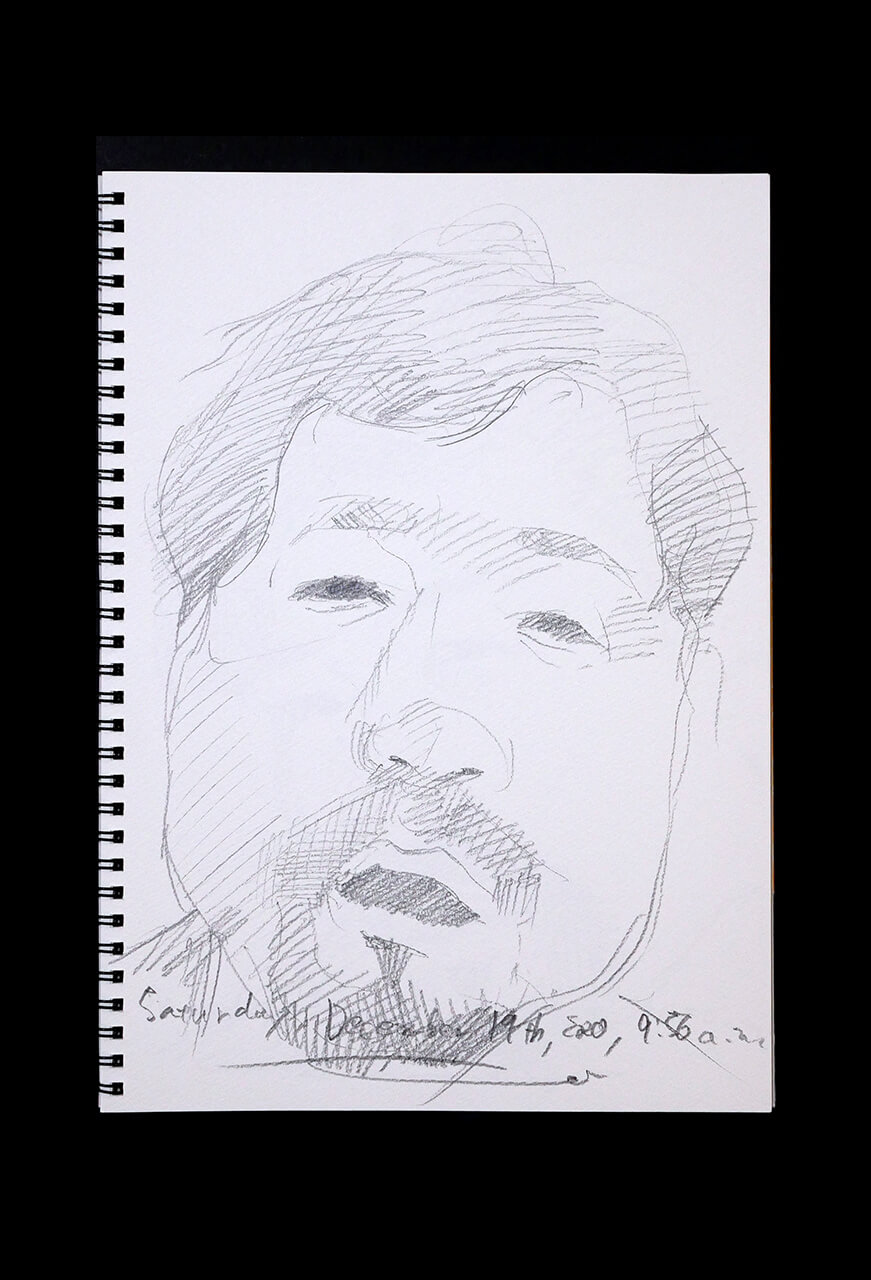 Contemporary artist SHINTAKU Tomoni's 2020/12/19 Self-portrait or pencil drawing