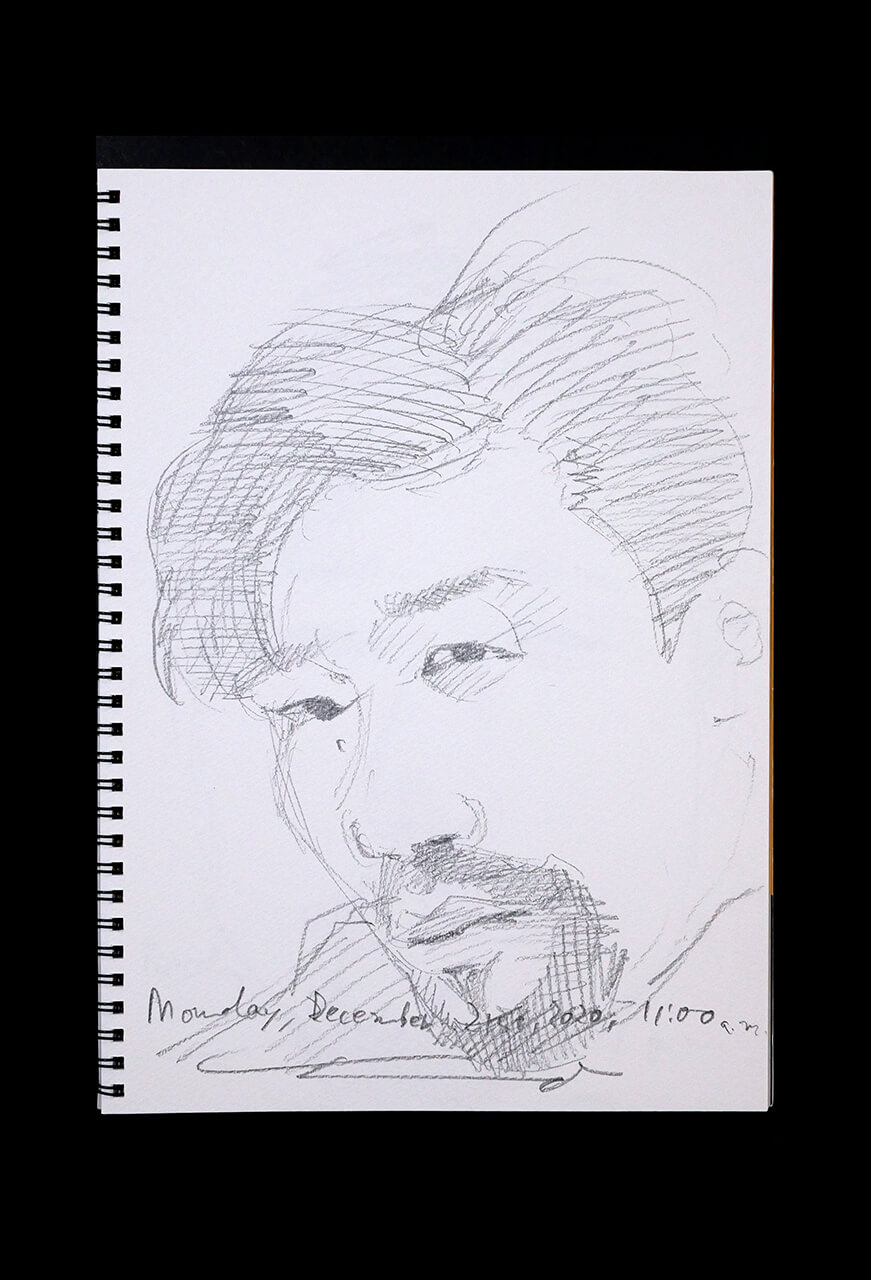 Contemporary artist SHINTAKU Tomoni's 2020/12/21 Self-portrait or pencil drawing