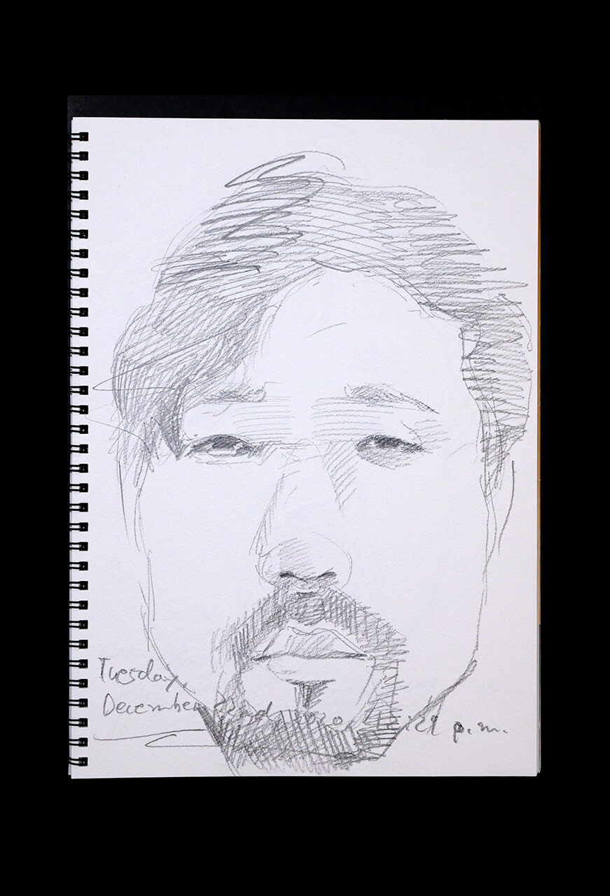 Contemporary artist SHINTAKU Tomoni's 2020/12/22 Self-portrait or pencil drawing