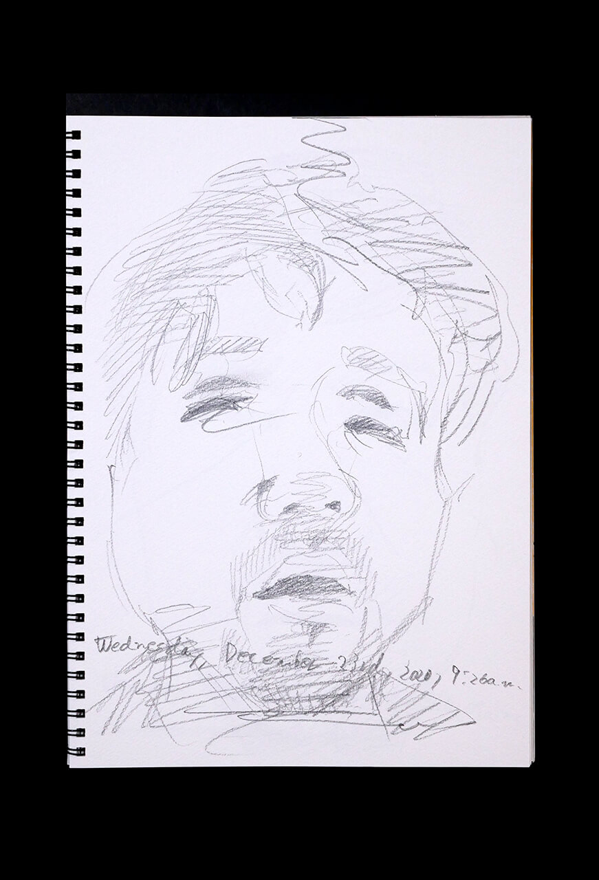 Contemporary artist SHINTAKU Tomoni's 2020/12/23 Self-portrait or pencil drawing