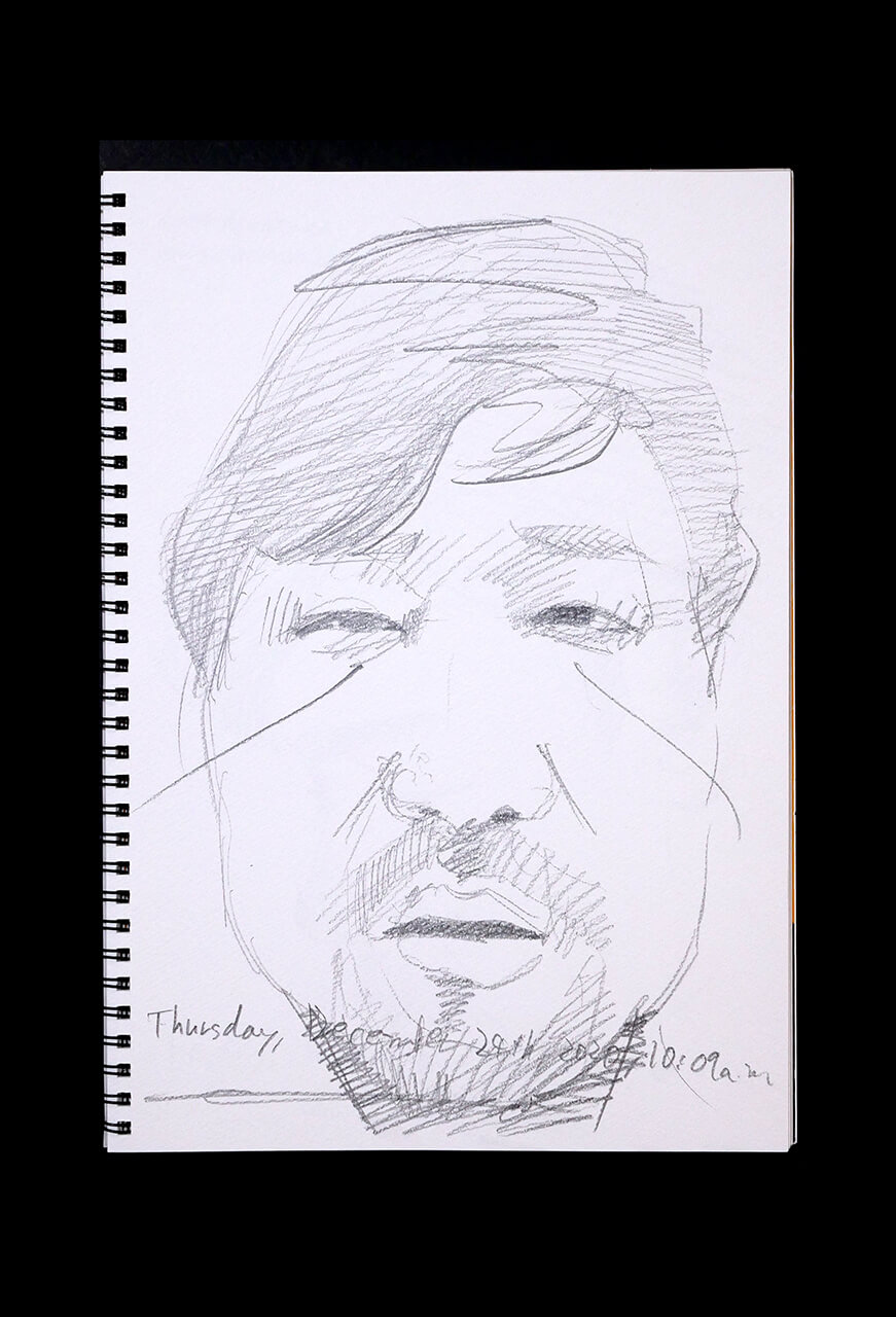 Contemporary artist SHINTAKU Tomoni's 2020/12/24 Self-portrait or pencil drawing