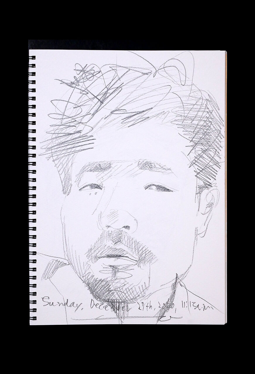 Contemporary artist SHINTAKU Tomoni's 2020/12/27 Self-portrait or pencil drawing