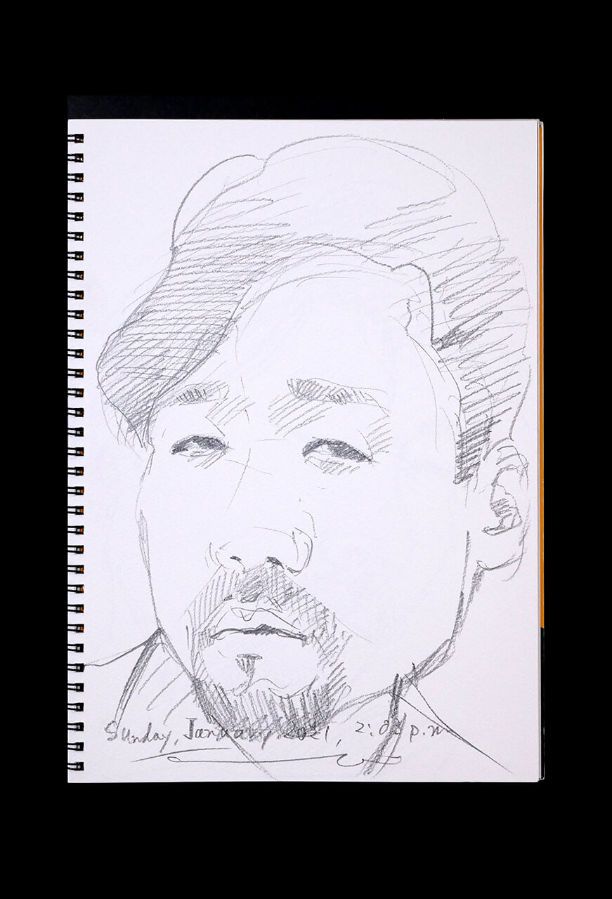 Contemporary artist SHINTAKU Tomoni's 2021/1/2 Self-portrait or pencil drawing