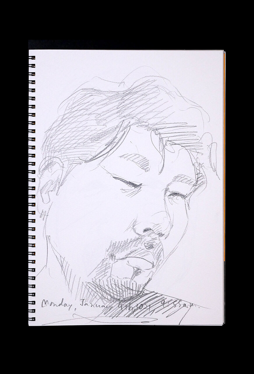 Contemporary artist SHINTAKU Tomoni's 2021/1/4 Self-portrait or pencil drawing