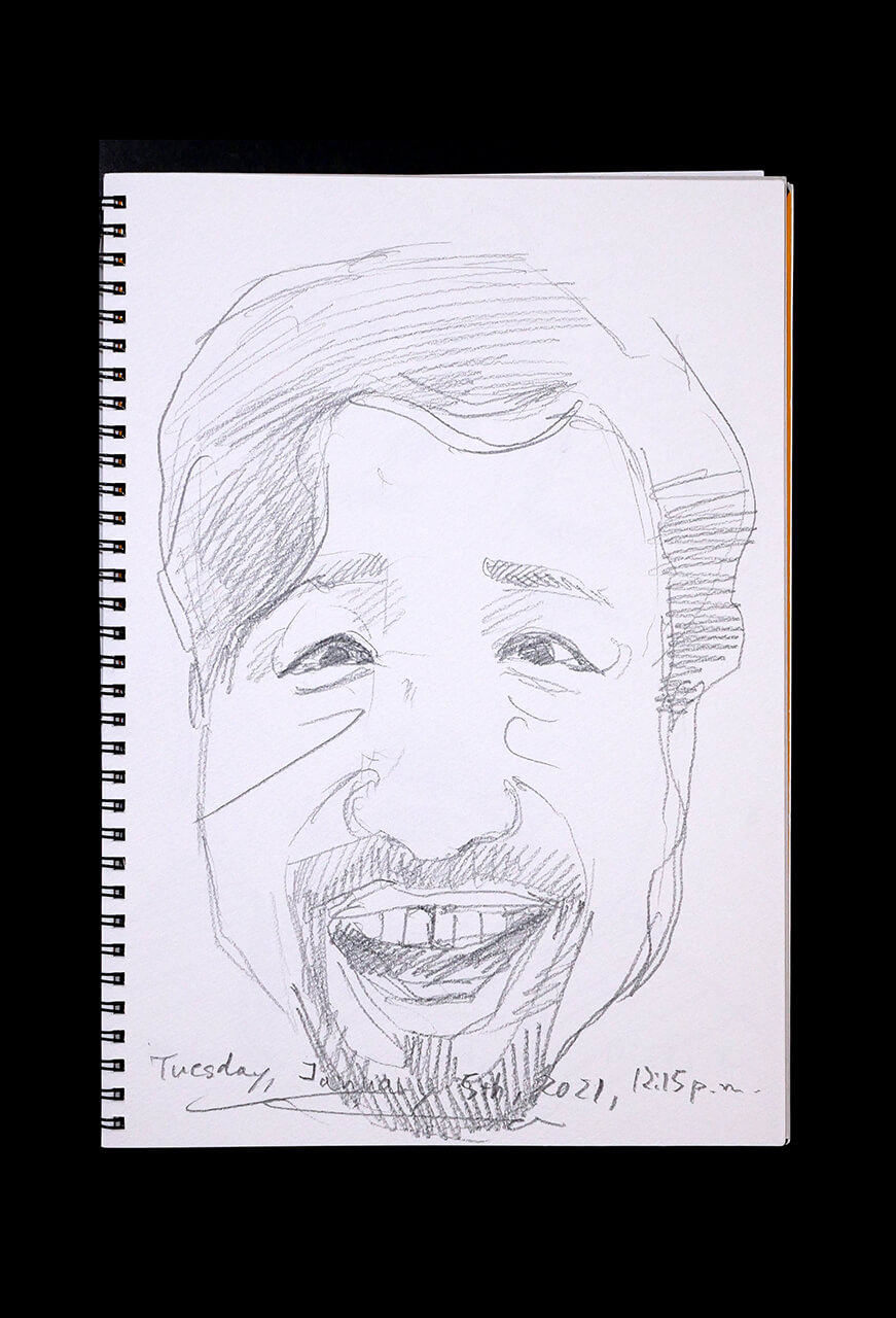 Contemporary artist SHINTAKU Tomoni's 2021/1/5 Self-portrait or pencil drawing