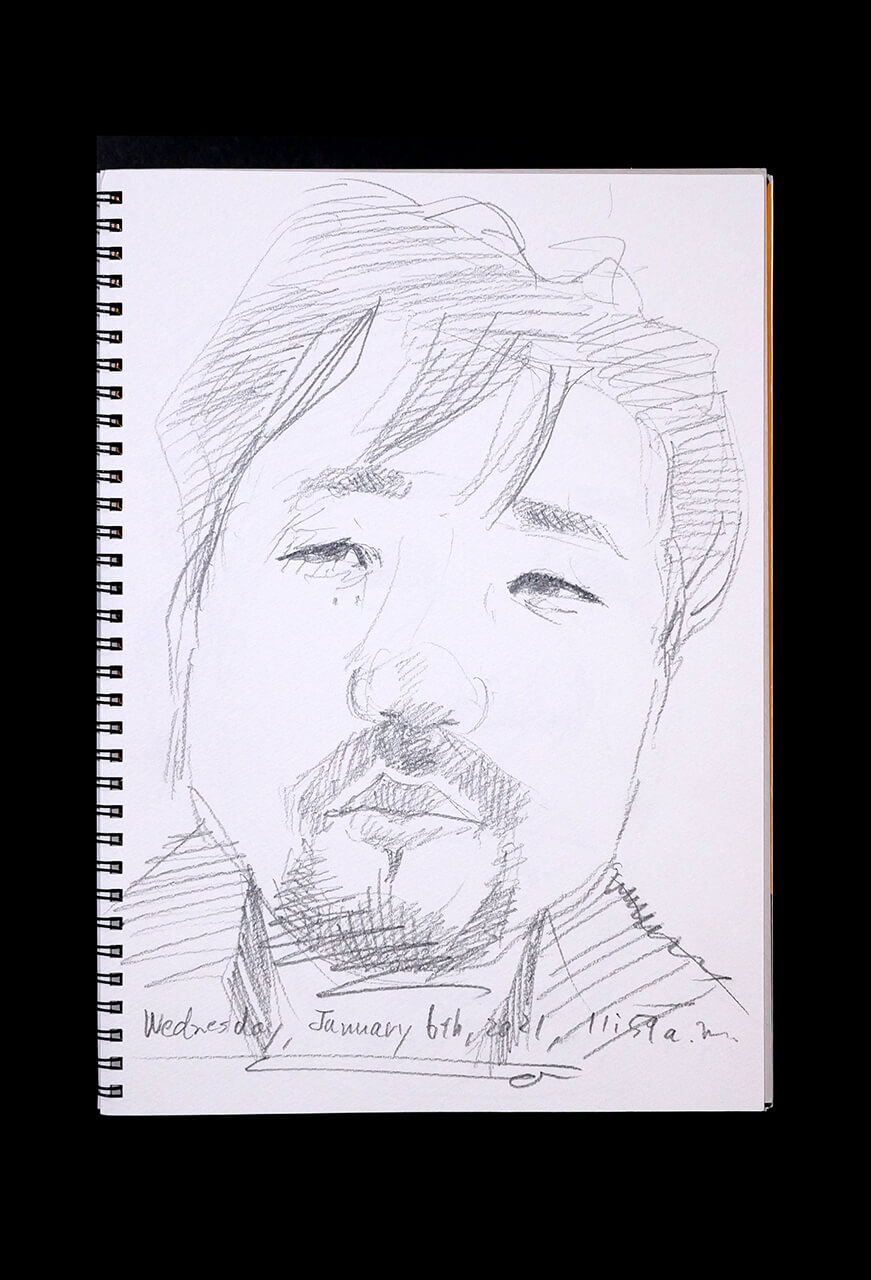 Contemporary artist SHINTAKU Tomoni's 2021/1/6 Self-portrait or pencil drawing