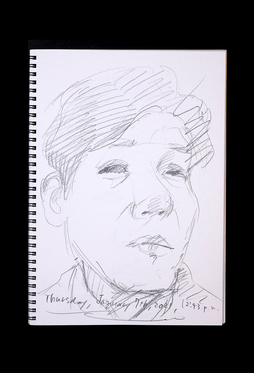 Contemporary artist SHINTAKU Tomoni's 2021/1/7 Self-portrait or pencil drawing