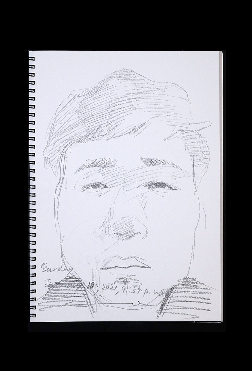 Contemporary artist SHINTAKU Tomoni's 2021/1/10 Self-portrait or pencil drawing