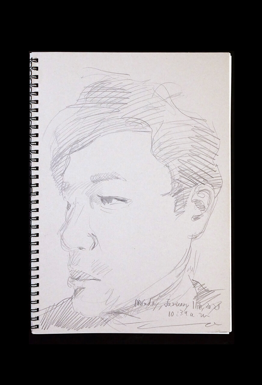 Contemporary artist SHINTAKU Tomoni's 2021/1/11 Self-portrait or pencil drawing