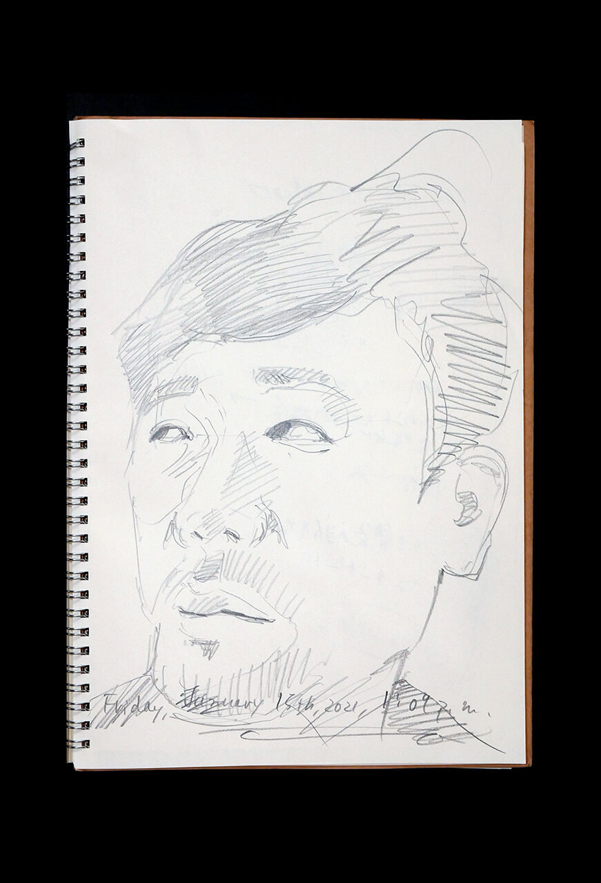 Contemporary artist SHINTAKU Tomoni's 2021/1/15 Self-portrait or pencil drawing