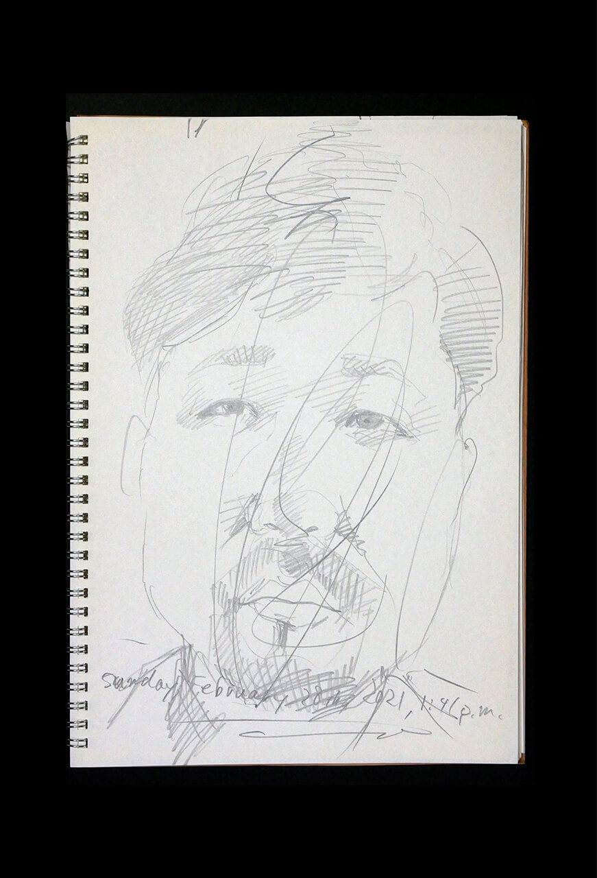 Contemporary artist SHINTAKU Tomoni's 2021/2/28 Self-portrait or pencil drawing