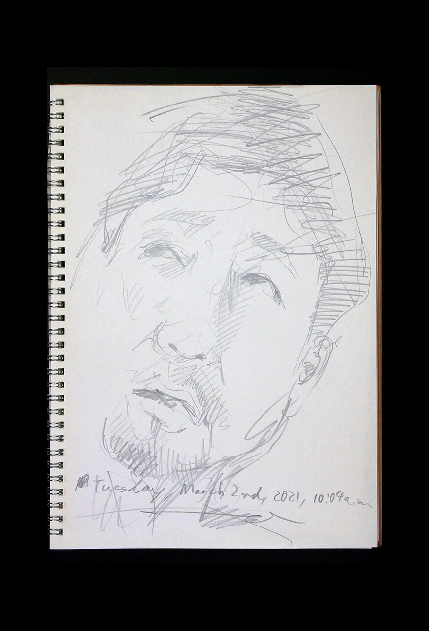 Contemporary artist SHINTAKU Tomoni's 2021/3/2 Self-portrait or pencil drawing