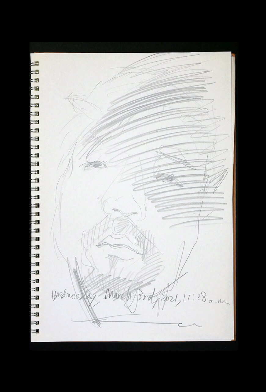 Contemporary artist SHINTAKU Tomoni's 2021/3/3 Self-portrait or pencil drawing