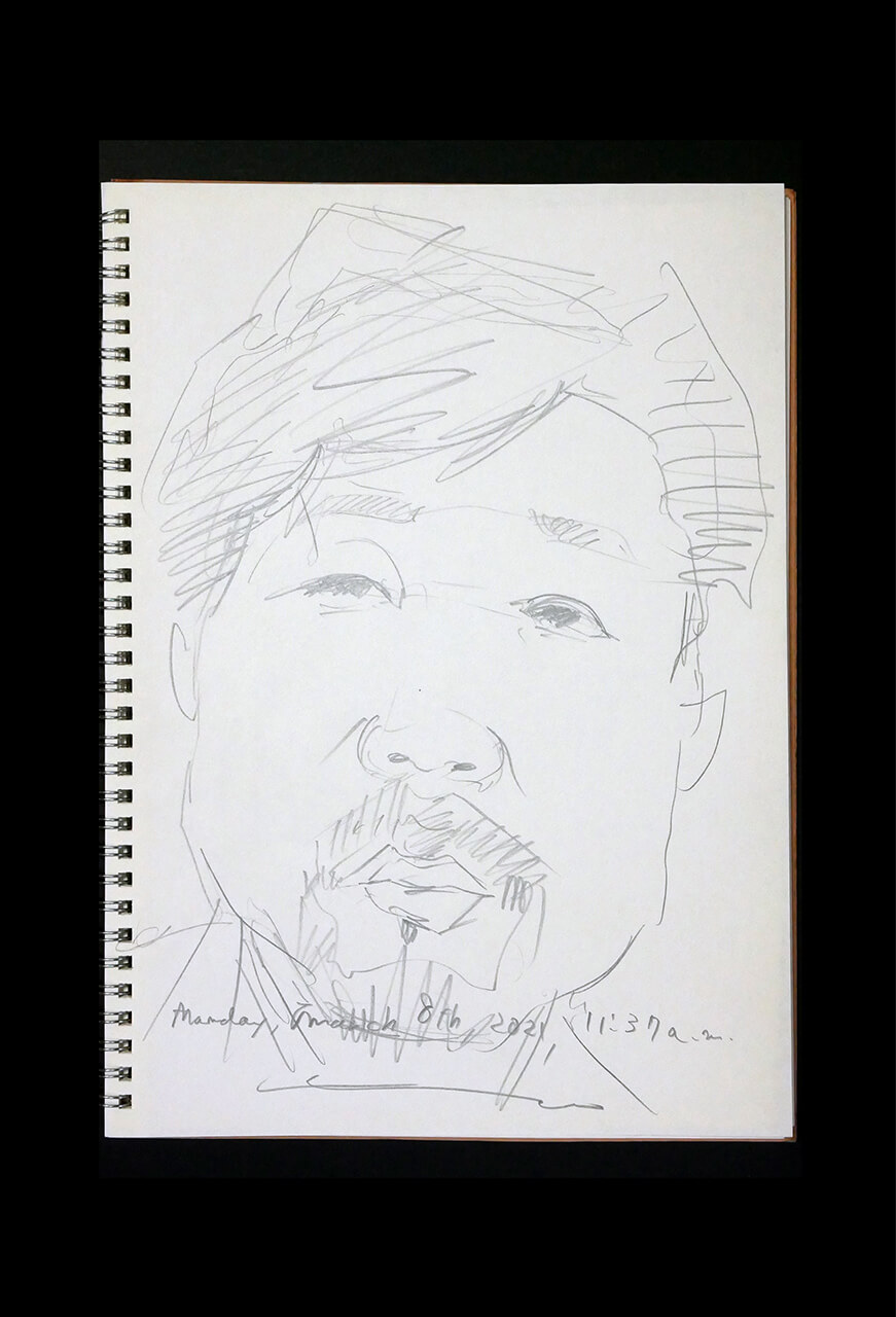 Contemporary artist SHINTAKU Tomoni's 2021/3/8 Self-portrait or pencil drawing