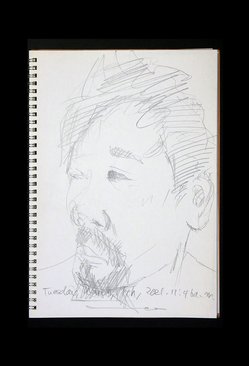 Contemporary artist SHINTAKU Tomoni's 2021/3/9 Self-portrait or pencil drawing