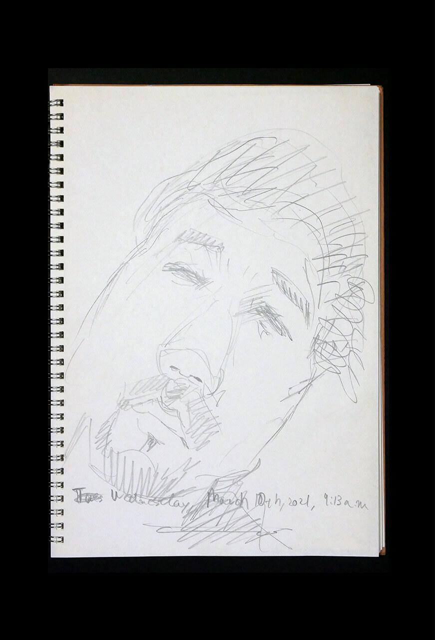 Contemporary artist SHINTAKU Tomoni's 2021/3/10 Self-portrait or pencil drawing
